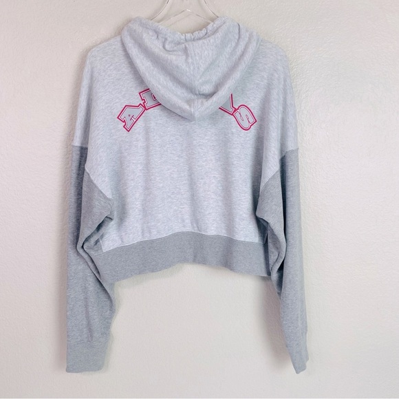 Adidas Grey Logo Play Cropped Hoodie Size L - Picture 6 of 10